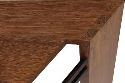 Post Modern Ebony Hardwood Accent Table w Dovetailed Corners circa 1987