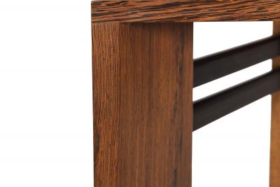 Post Modern Ebony Hardwood Accent Table w Dovetailed Corners circa 1987