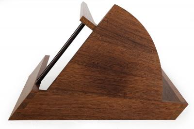 Post Modern Ebony Hardwood Accent Table w Dovetailed Corners circa 1987