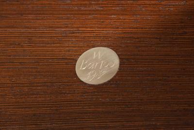 Post Modern Ebony Hardwood Accent Table w Dovetailed Corners circa 1987