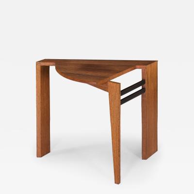 Post Modern Ebony Hardwood Accent Table w Dovetailed Corners circa 1987