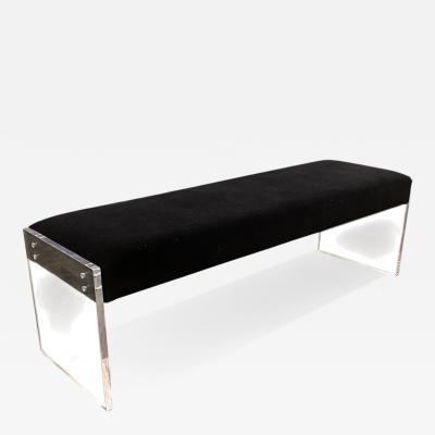 Post Modern Lucite Bench with Mohair Upholstery