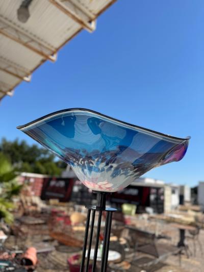 Post Modern Metal Floor Lamp with Handblown glass shade