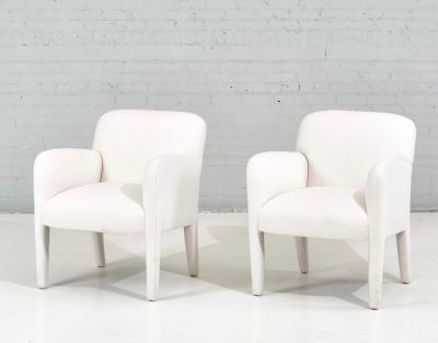 Post Modern Pair Lounge Chairs by Preview in Boucle 1980
