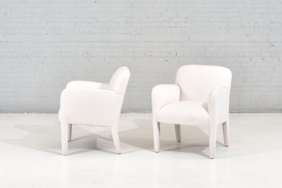 Post Modern Pair Lounge Chairs by Preview in Boucle 1980