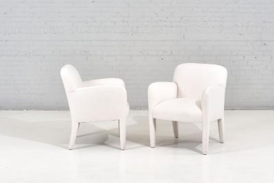 Post Modern Pair Lounge Chairs by Preview in Boucle 1980