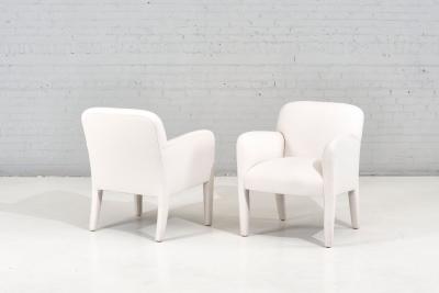 Post Modern Pair Lounge Chairs by Preview in Boucle 1980