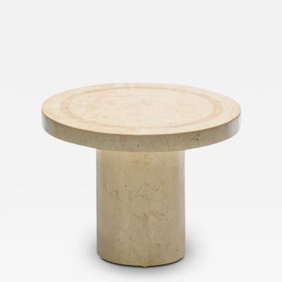 Post Modern Tessellated Travertine Side Table c 1980