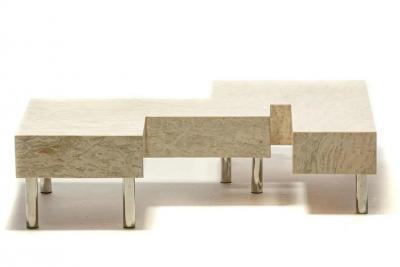 Post Modern Two Part Onyx Marble and Chrome Coffee Table