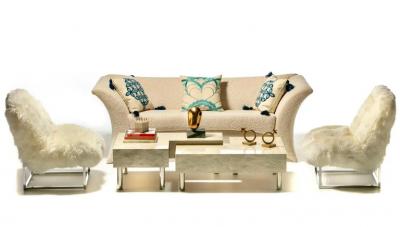 Post Modern Two Part Onyx Marble and Chrome Coffee Table