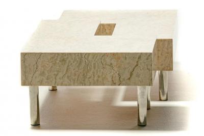 Post Modern Two Part Onyx Marble and Chrome Coffee Table
