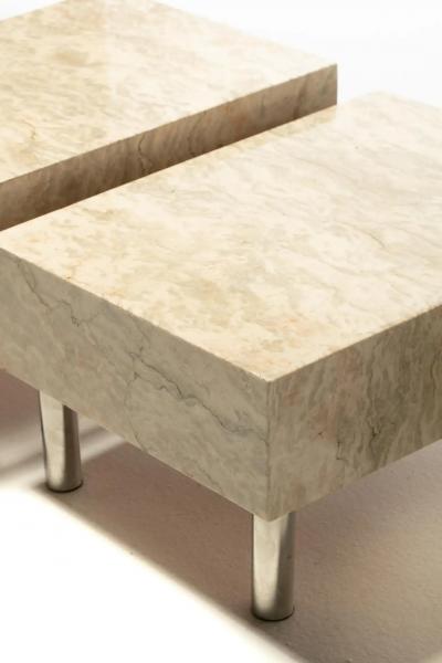 Post Modern Two Part Onyx Marble and Chrome Coffee Table