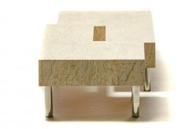 Post Modern Two Part Onyx Marble and Chrome Coffee Table
