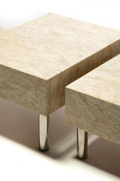 Post Modern Two Part Onyx Marble and Chrome Coffee Table