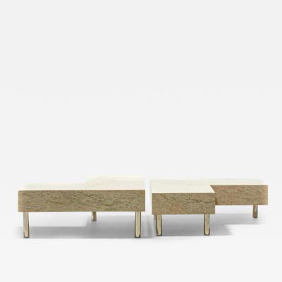 Post Modern Two Part Onyx Marble and Chrome Coffee Table