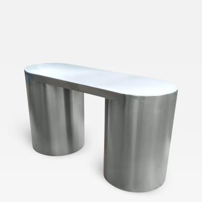 Post Modern Vintage Stainless Steel Console Table Desk