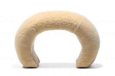 Post Modern Waterfall Stools in New Palomino Butter Cream Sheepskin Upholstery
