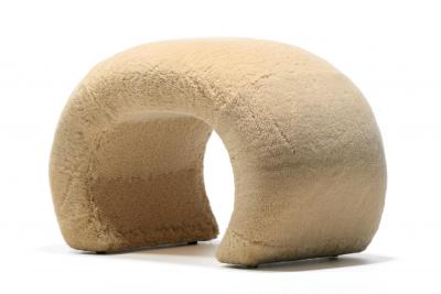 Post Modern Waterfall Stools in New Palomino Butter Cream Sheepskin Upholstery