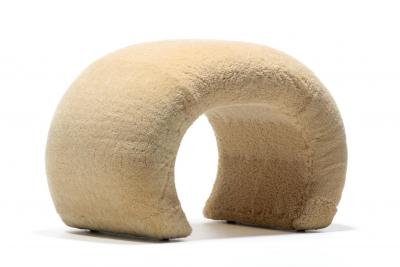 Post Modern Waterfall Stools in New Palomino Butter Cream Sheepskin Upholstery