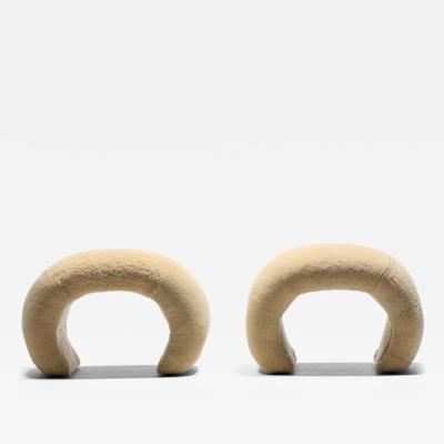 Post Modern Waterfall Stools in New Palomino Butter Cream Sheepskin Upholstery