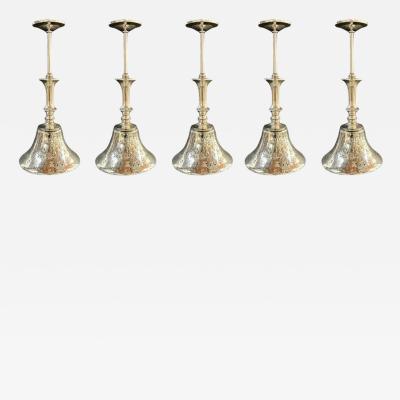Post Modern style Silver Cone Pendant in Antiqued Finish Set of 5