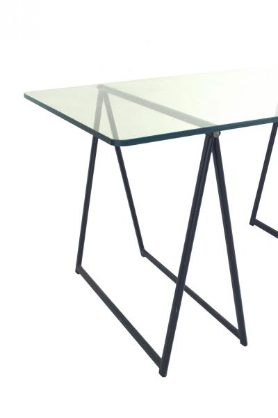 Post War Campaign Style Jansen Post War Glass Table