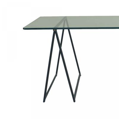 Post War Campaign Style Jansen Post War Glass Table