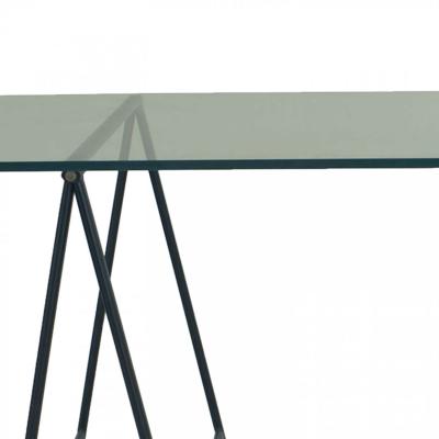 Post War Campaign Style Jansen Post War Glass Table