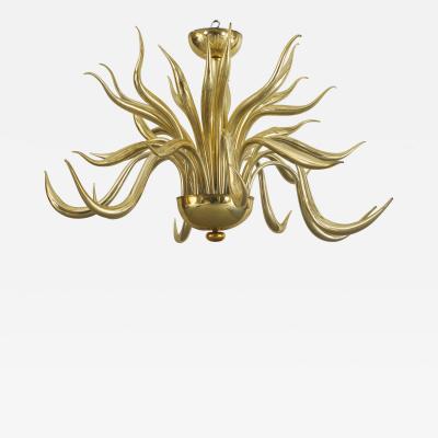 Post War Design Italian Venetian Murano Gilt Glass Chandelier