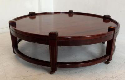 Post War Large Round Coffee Table on Wheels