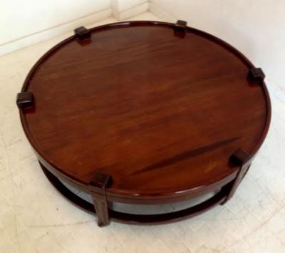 Post War Large Round Coffee Table on Wheels