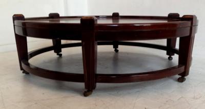 Post War Large Round Coffee Table on Wheels