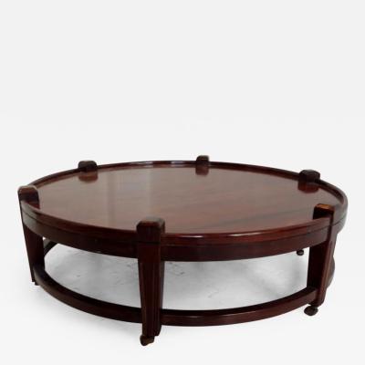 Post War Large Round Coffee Table on Wheels