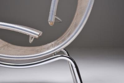 Post modern pair of easy chairs in chrome and plastic wire 1960s