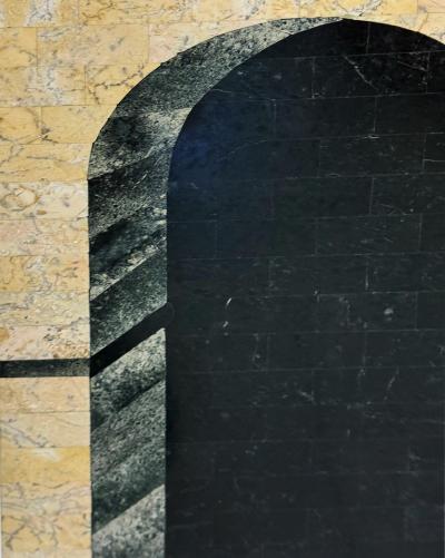 Postmodern Architectural Trompe loeil Tessellated Stone Pedestal