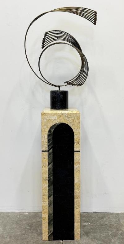 Postmodern Architectural Trompe loeil Tessellated Stone Pedestal