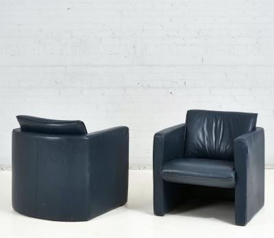 Postmodern Barrel Leather Chairs by Leolux 1970