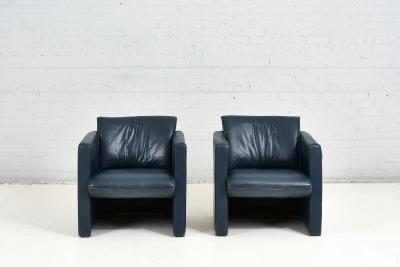 Postmodern Barrel Leather Chairs by Leolux 1970