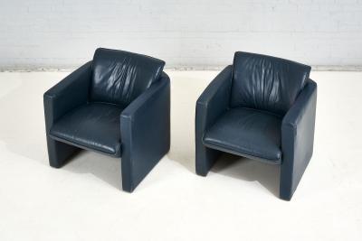 Postmodern Barrel Leather Chairs by Leolux 1970