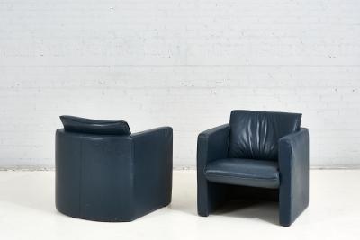 Postmodern Barrel Leather Chairs by Leolux 1970