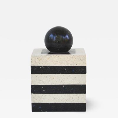 Postmodern Black and White Tessellated Stone Box