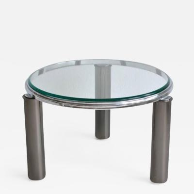 Postmodern Gunmetal and Chrome Side Table