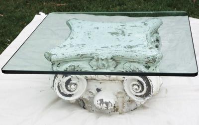 Postmodern Italian Fiberglas Coffee Table After an Antique Corinthian Capital