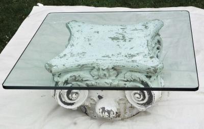 Postmodern Italian Fiberglas Coffee Table After an Antique Corinthian Capital