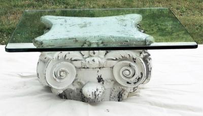 Postmodern Italian Fiberglas Coffee Table After an Antique Corinthian Capital