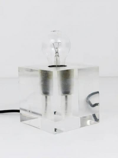 Postmodern Lucite Cubic Table or Side Lamp Italy 1970s