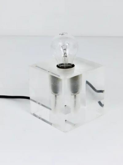 Postmodern Lucite Cubic Table or Side Lamp Italy 1970s