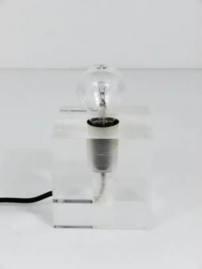 Postmodern Lucite Cubic Table or Side Lamp Italy 1970s