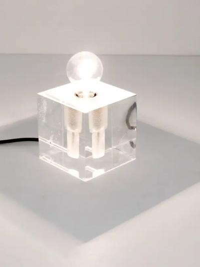 Postmodern Lucite Cubic Table or Side Lamp Italy 1970s