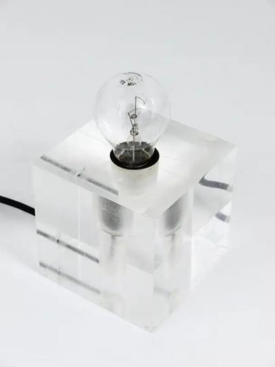 Postmodern Lucite Cubic Table or Side Lamp Italy 1970s